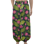 Hot Pink Lotus Pattern Print Lantern Pants