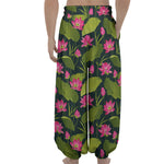 Hot Pink Lotus Pattern Print Lantern Pants