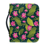 Hot Pink Lotus Pattern Print Leather Bible Cover