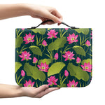 Hot Pink Lotus Pattern Print Leather Bible Cover