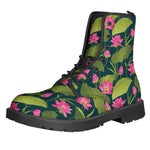 Hot Pink Lotus Pattern Print Backpack