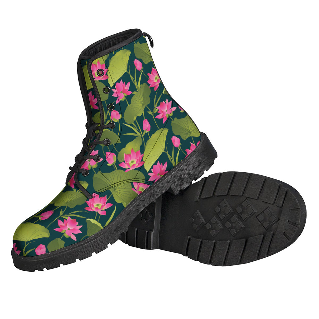Hot Pink Lotus Pattern Print Backpack