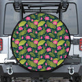 Hot Pink Lotus Pattern Print Leather Spare Tire Cover