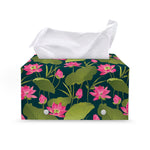 Hot Pink Lotus Pattern Print Leather Tissue Box Cover