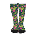Hot Pink Lotus Pattern Print Long Socks
