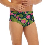 Hot Pink Lotus Pattern Print Men's Briefs