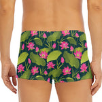 Hot Pink Lotus Pattern Print Men's Short Boxer Briefs