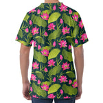 Hot Pink Lotus Pattern Print Men's Velvet T-Shirt