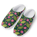 Hot Pink Lotus Pattern Print Mesh Casual Shoes