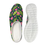 Hot Pink Lotus Pattern Print Mesh Casual Shoes