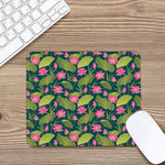 Hot Pink Lotus Pattern Print Mouse Pad