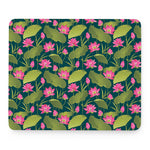 Hot Pink Lotus Pattern Print Mouse Pad