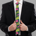 Hot Pink Lotus Pattern Print Necktie