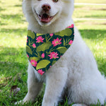 Hot Pink Lotus Pattern Print Over The Collar Dog Bandana