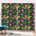 Hot Pink Lotus Pattern Print Pencil Pleat Curtains