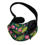 Hot Pink Lotus Pattern Print Pet Sling Carrier