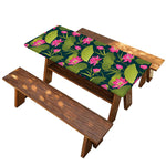 Hot Pink Lotus Pattern Print Picnic Table Cover