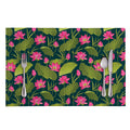 Hot Pink Lotus Pattern Print Placemat