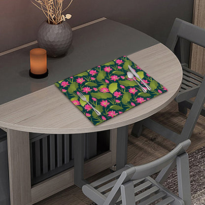 Hot Pink Lotus Pattern Print Placemat