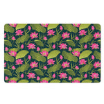 Hot Pink Lotus Pattern Print Polyester Doormat