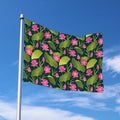 Hot Pink Lotus Pattern Print Polyester Flag