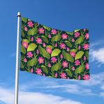 Hot Pink Lotus Pattern Print Polyester Flag