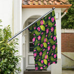 Hot Pink Lotus Pattern Print Polyester Flag