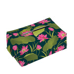 Hot Pink Lotus Pattern Print Rectangle Tissue Box Cover