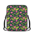 Hot Pink Lotus Pattern Print Rectangular Crossbody Bag