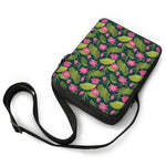 Hot Pink Lotus Pattern Print Rectangular Crossbody Bag