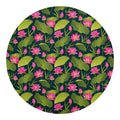 Hot Pink Lotus Pattern Print Round Blanket