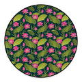 Hot Pink Lotus Pattern Print Round Floor Mat
