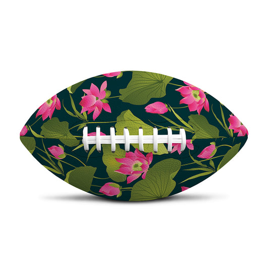 Hot Pink Lotus Pattern Print Rugby Ball
