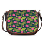 Hot Pink Lotus Pattern Print Saddle Bag