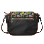 Hot Pink Lotus Pattern Print Saddle Bag