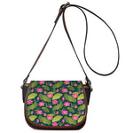 Hot Pink Lotus Pattern Print Saddle Bag