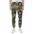 Hot Pink Lotus Pattern Print Joggers
