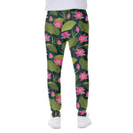 Hot Pink Lotus Pattern Print Scuba Joggers