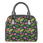 Hot Pink Lotus Pattern Print Shoulder Handbag