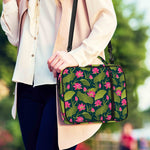Hot Pink Lotus Pattern Print Shoulder Strap Bible Bag