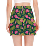 Hot Pink Lotus Pattern Print Side Slit Mini Skirt