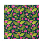 Hot Pink Lotus Pattern Print Silk Bandana