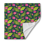 Hot Pink Lotus Pattern Print Silk Bandana