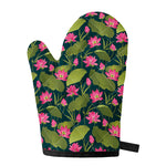Hot Pink Lotus Pattern Print Single Oven Mitt