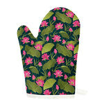 Hot Pink Lotus Pattern Print Single Oven Mitt