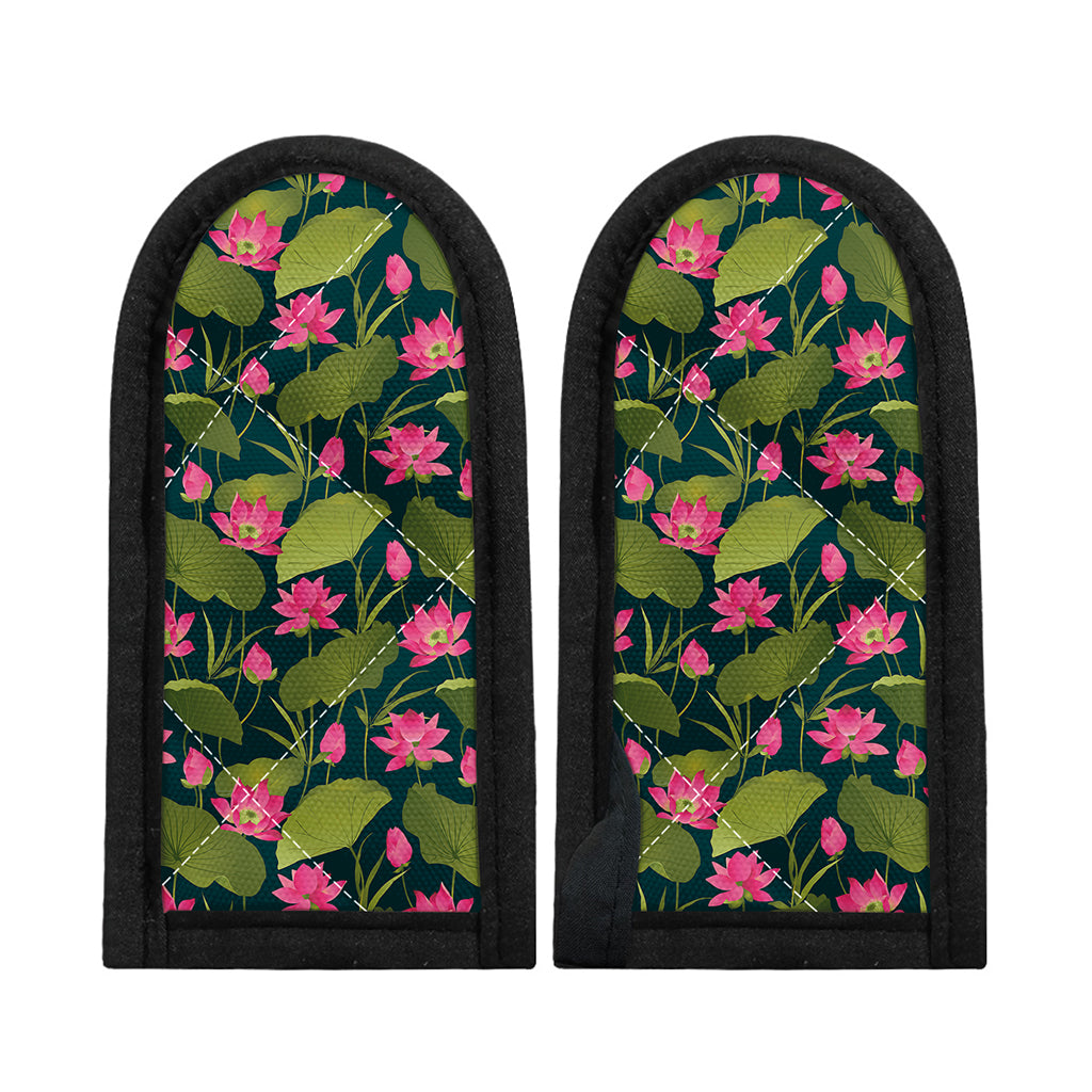 Hot Pink Lotus Pattern Print Skillet Handle Cover