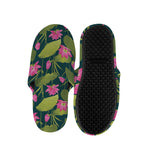 Hot Pink Lotus Pattern Print Slippers