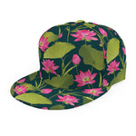 Hot Pink Lotus Pattern Print Snapback Cap
