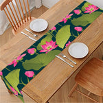 Hot Pink Lotus Pattern Print Table Runner