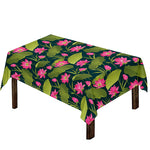 Hot Pink Lotus Pattern Print Tablecloth